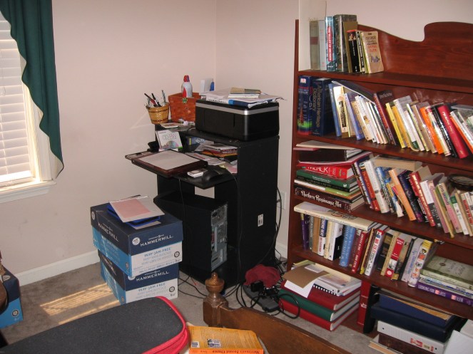 The office before decluttering