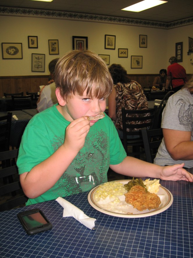 Chomping down on Shealy's fried chicken